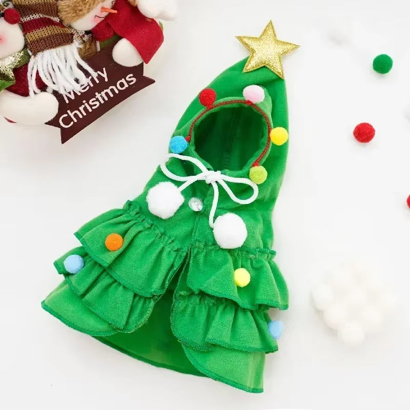 Merry Christmas Pet Clothes Dog Cloak Pet Cape and Shawl Puppy Cosplay Santa Tree Costume Happy Festival Coat Supplies Wholesale